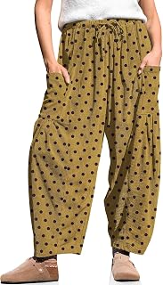 TARSE レディース コーデュロイ バレルパンツ ドローストリング ワイドレッグパンツ ポケット付き