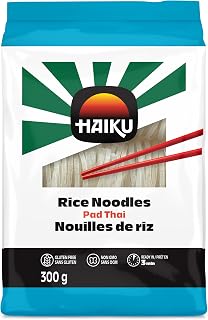 HAIKU Gluten Free Rice Noodles for Pad Thai and Stir Fry, 6 Nests, 300g | Wide rice stick noodles in portioned nests, made with rice and manioc starch, ready in 3 minutes for soups and noodle bowls