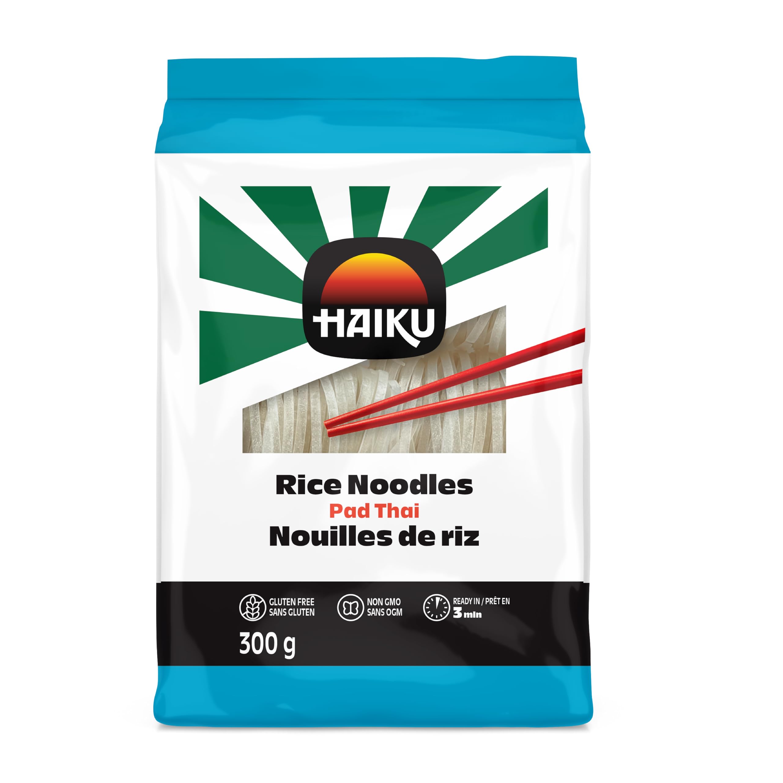 HAIKU Gluten Free Rice Noodles for Pad Thai and Stir Fry, 6 Nests, 300g | Wide r