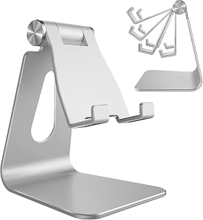 CreaDream Adjustable Aluminum Phone Stand for iPhone XS Max XR 8 7 6 6S Plus, Silver