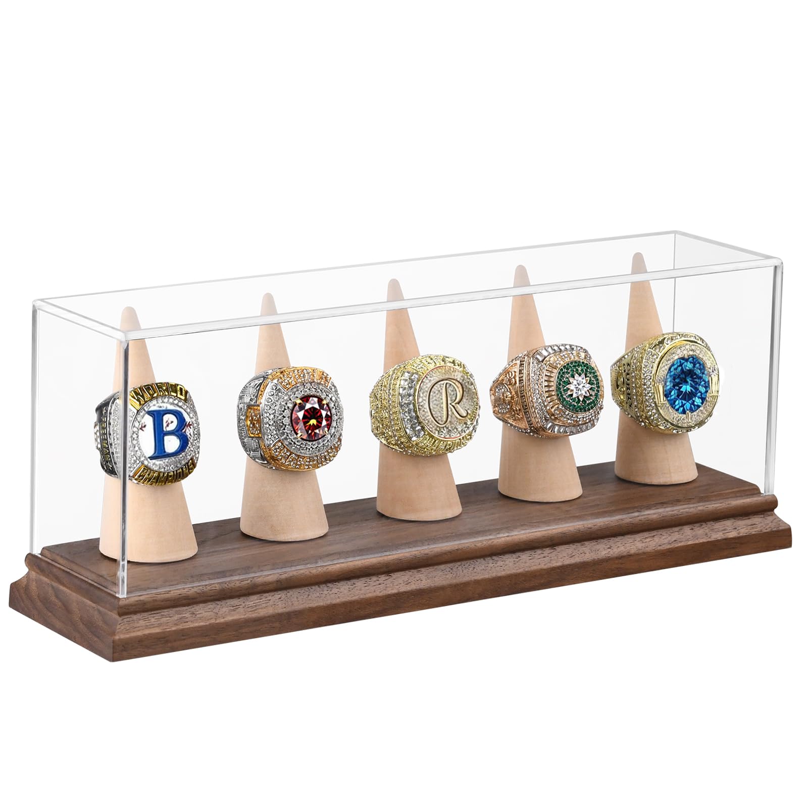 Championship Ring Display Case Baseball Softball Football Ring Holder for 5 Ring