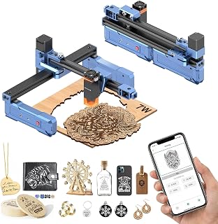 Artilume T1 Laser Engraver Machine,Laser Cutter for Wood and Acrylic (BLUE-7W-APP)