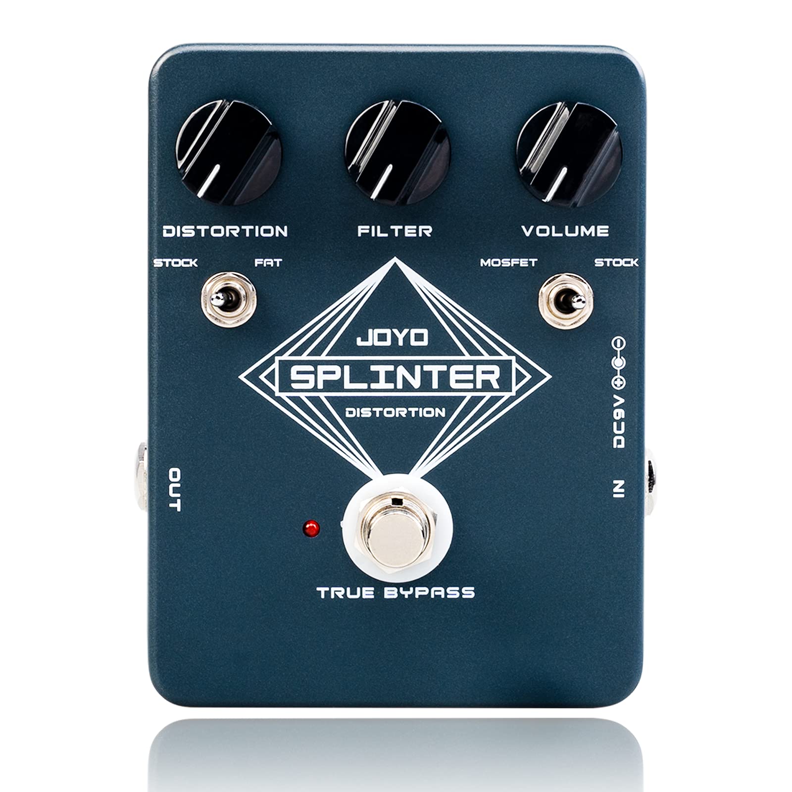 JOYO Analog Distortion Guitar Pedal, FAT/MOSFET Toggle with DISTORTION/FILTER/VO