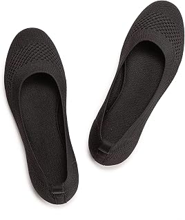 Frank Mully Women’s Ballet Flat Shoes Knit Dress Shoes Round Toe Slip On Ballerina Flats for Woman Low Wedge Comfort Soft