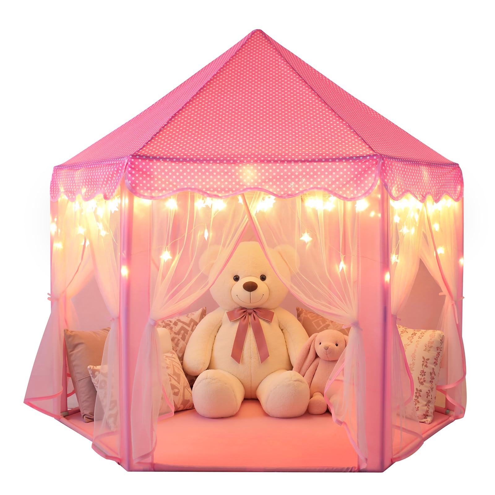 Sumbababy Princess Castle Tent for Girls Kids Play Tents Play House, Pink | Hexa