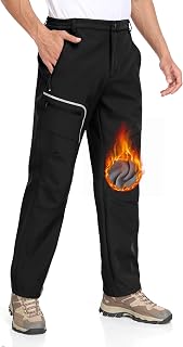 MoFiz Men's Ski Pants Hiking Softshell Warm Fleece Winter Snow Work Trousers Waterproof Windproof