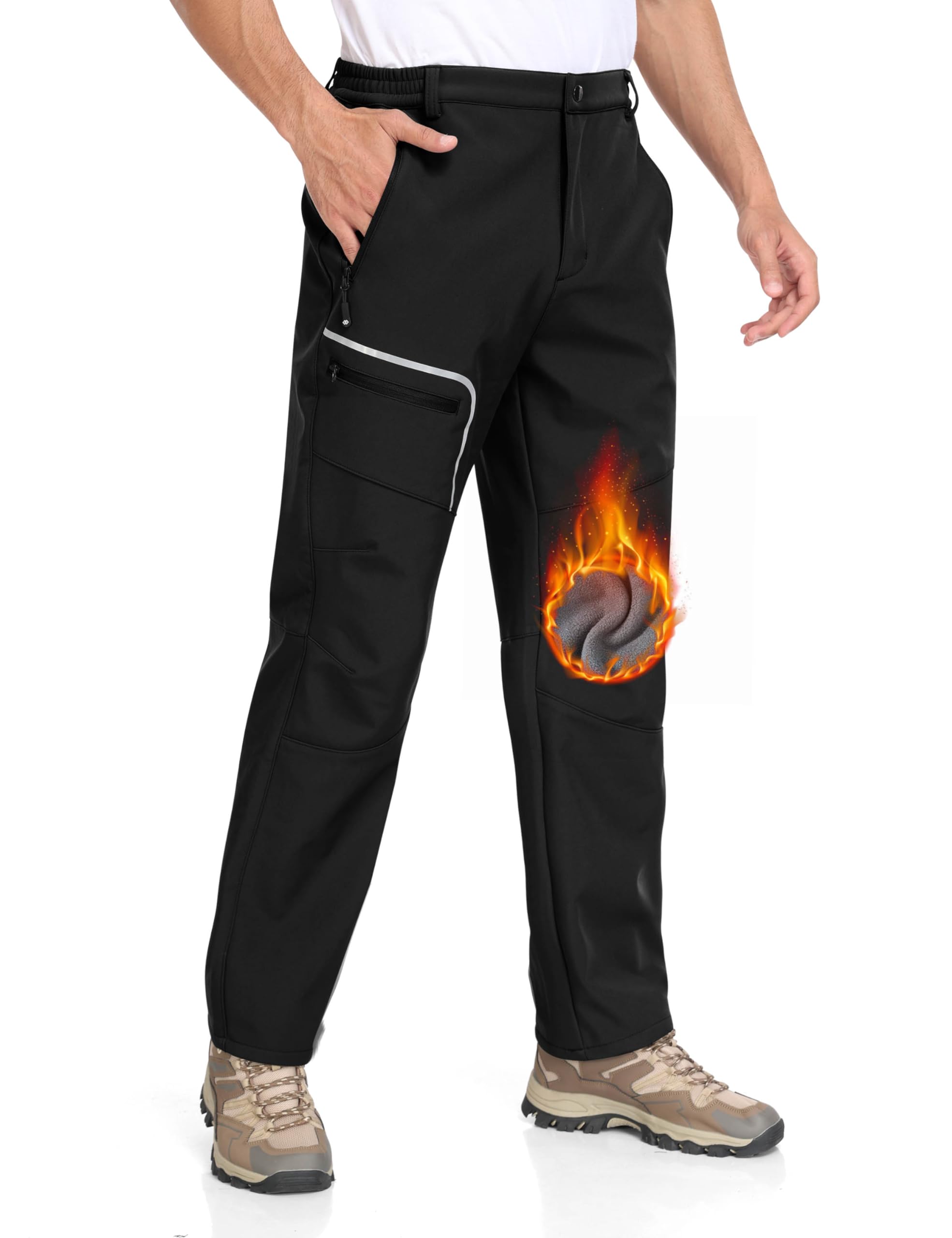 MoFiz Men's Ski Pants Hiking Softshell Warm Fleece Winter Snow Work Trousers Wat