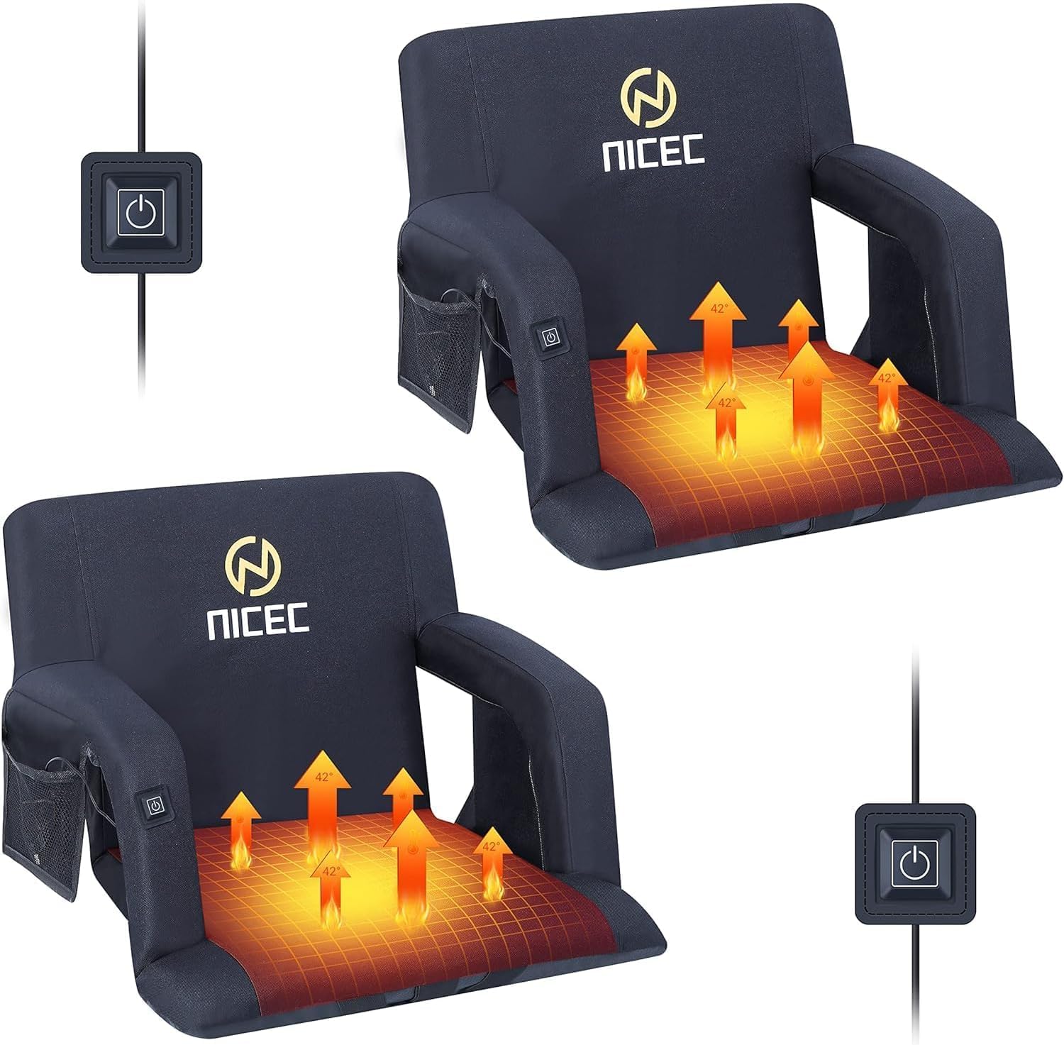 Nice C Heated Stadium Seat with Back Support, Arena Bleacher Chair (2 Pack) | 5 
