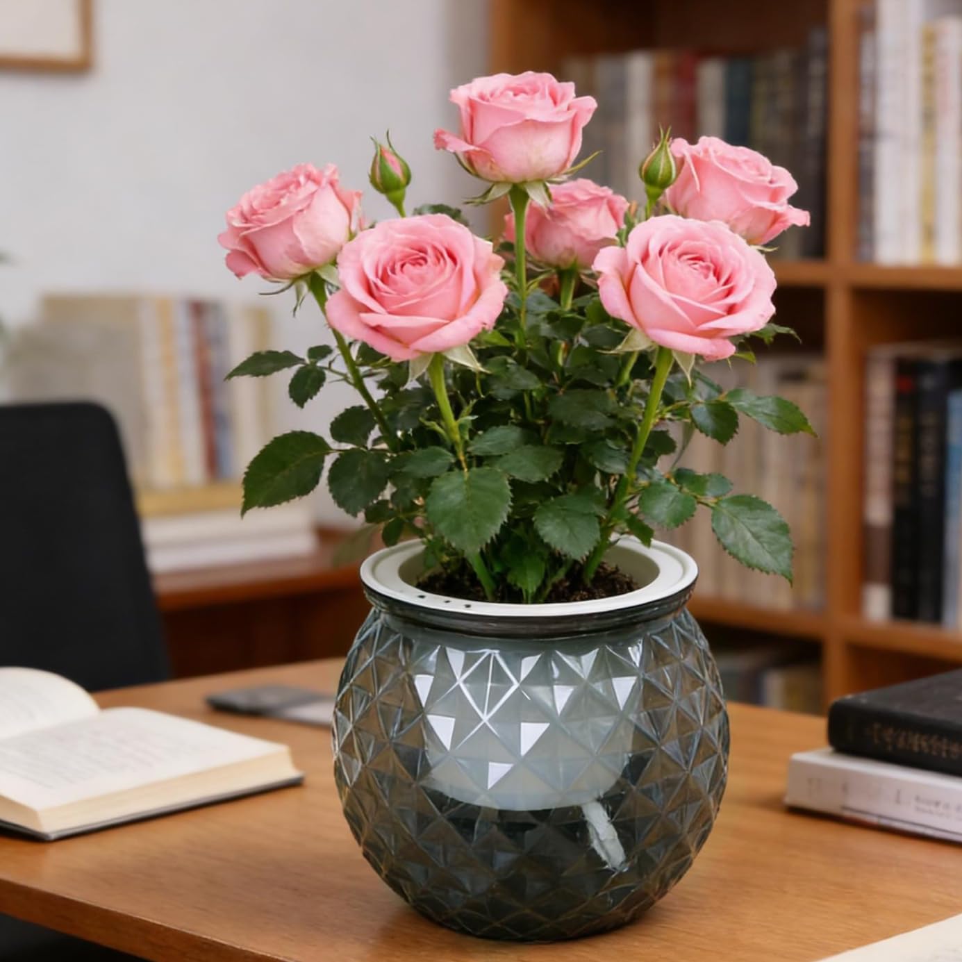 Self Water Hydroponic Plant Pot Plastic Removable Succulent Planter Tabletop Vas