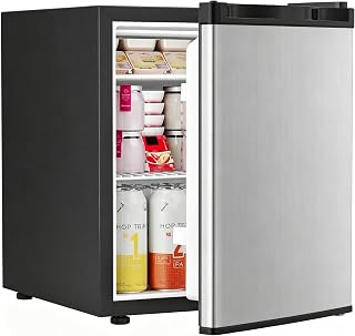 Antarctic Star 1.6 cu.ft Mini Fridge Adjustable Thermostat, Stainless Steel | Small Upright Refrigerator with Removable Shelves, Reversible Door, Low Noise for Bedroom/Apartment/Office