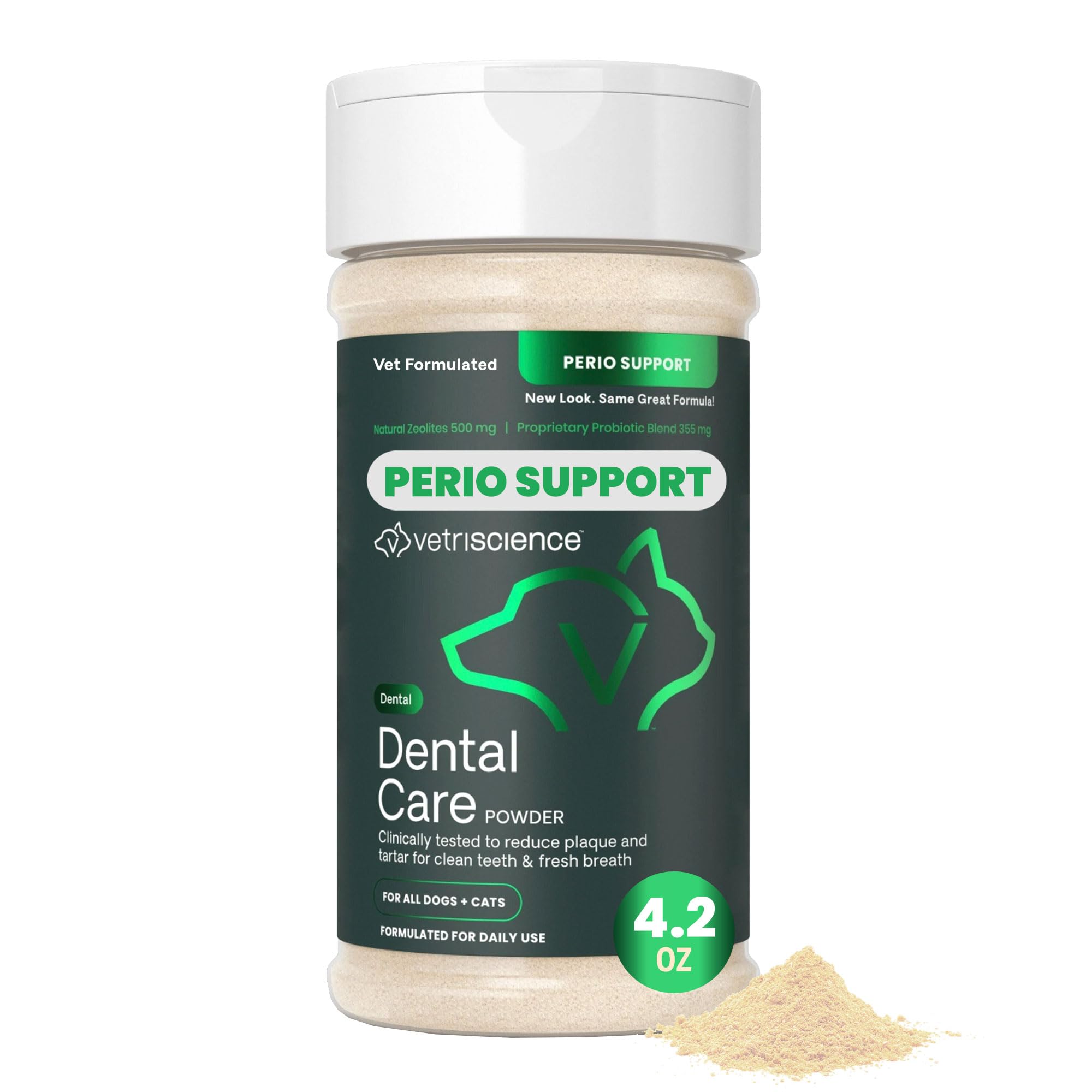VetriScience Dental Care Powder for Dogs and Cats, 4.2 oz | Helps Reduce Plaque 