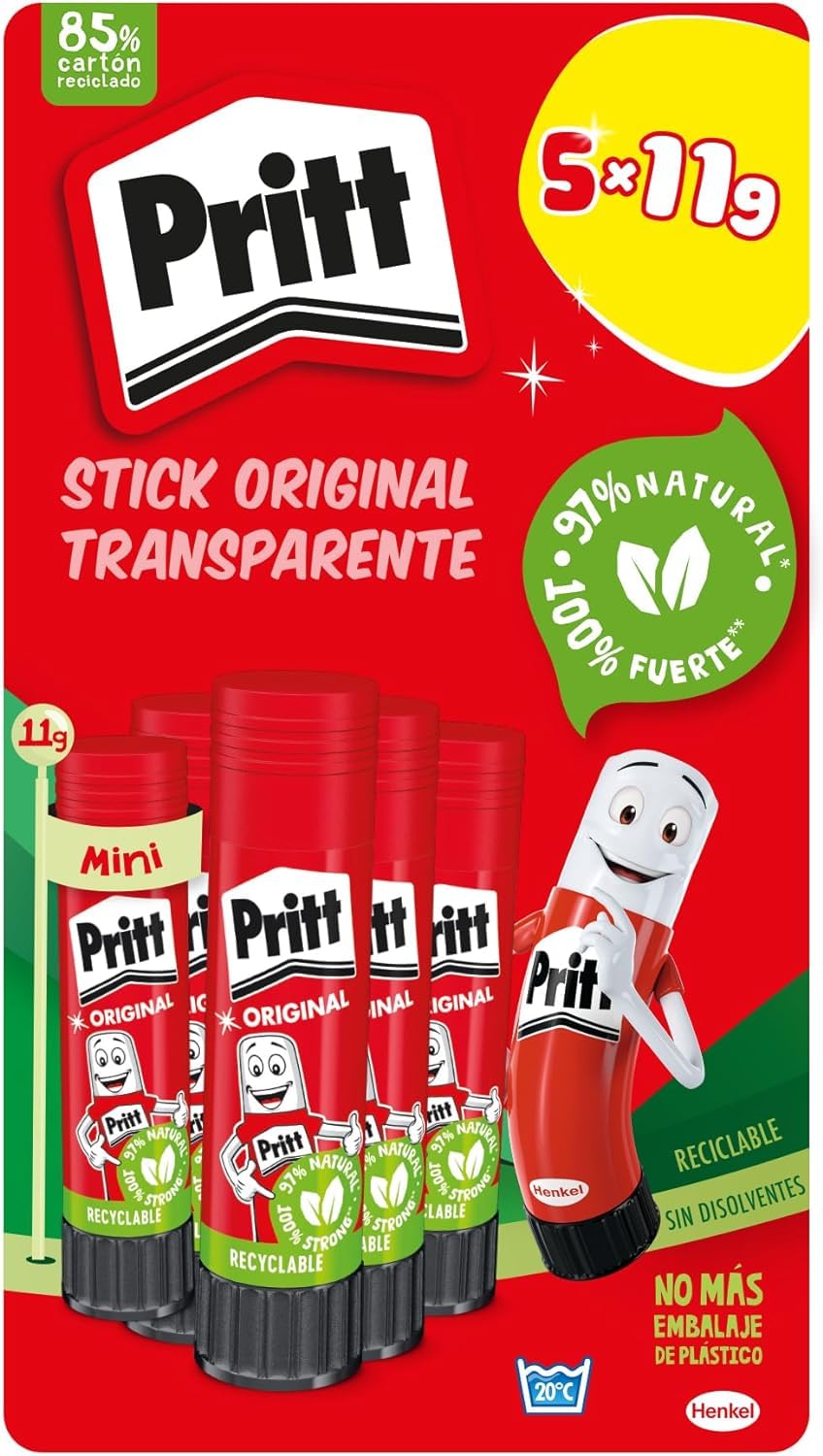 Pritt Original Glue Stick School Craft Stick, 5 x 11g