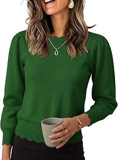 Wkior Women's Fall Long Sleeve Lightweight Sweater Business Casual Tops