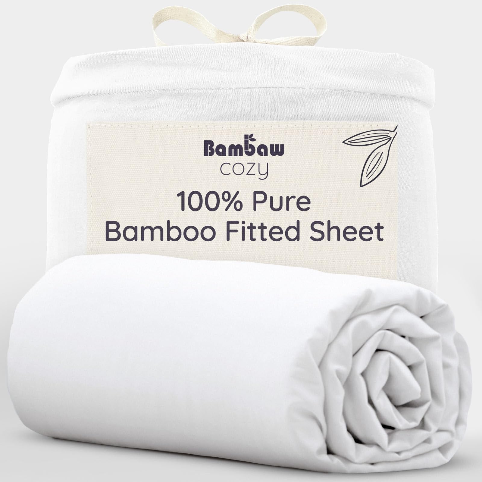 Bambaw Bamboo Fitted Sheet Single, 90x190 cm, Deep Pocket 35 cm, Luxuriously Hot
