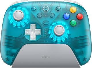 8Bitdo Ultimate 2 Wireless Controller for PC,Apple/Steam/Android,Clear Blue | TMR Joysticks, Hall/Tactile Triggers, 8Speed 2.4G, 1000Hz Polling Rate, Motion Control, RGB Fire Ring, Charging Dock
