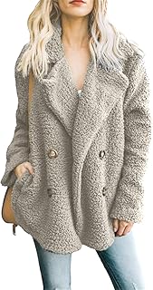 OMZIN Women's Casual Coat Faux Lapel Long Sleeve Apparel Front Pockets Piped Crossover Coat S-5XL