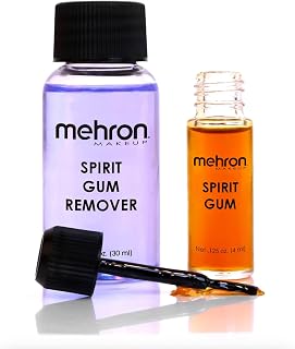 Mehron Makeup Spirit Gum & Remover Kit, Special FX Adhesive | Cosmetic Glue Adhesive for Face, Body, Wigs, Skin, & Prosthetics. Perfect for Halloween, Theater, & Cosplay. Made in the USA.