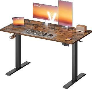 VASAGLE Electric Standing Desk, Height Adjustable, 120 x 60 cm | 4 Memory Heights, Sedentary Reminder, for Home Office, Rustic Brown and Ink Black, Balok Collection LSD312KD01