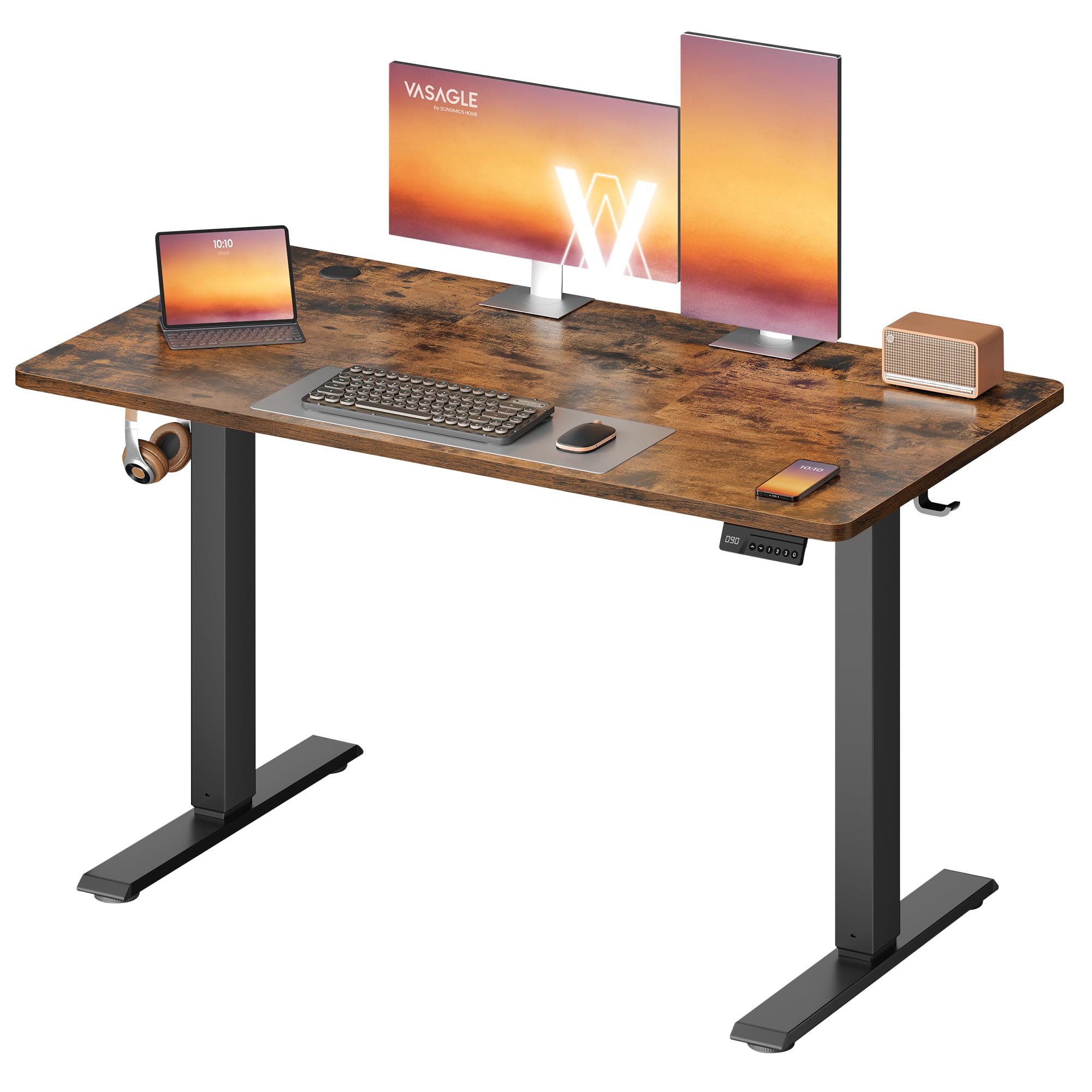 VASAGLE Electric Standing Desk, Height Adjustable, 120 x 60 cm | 4 Memory Height