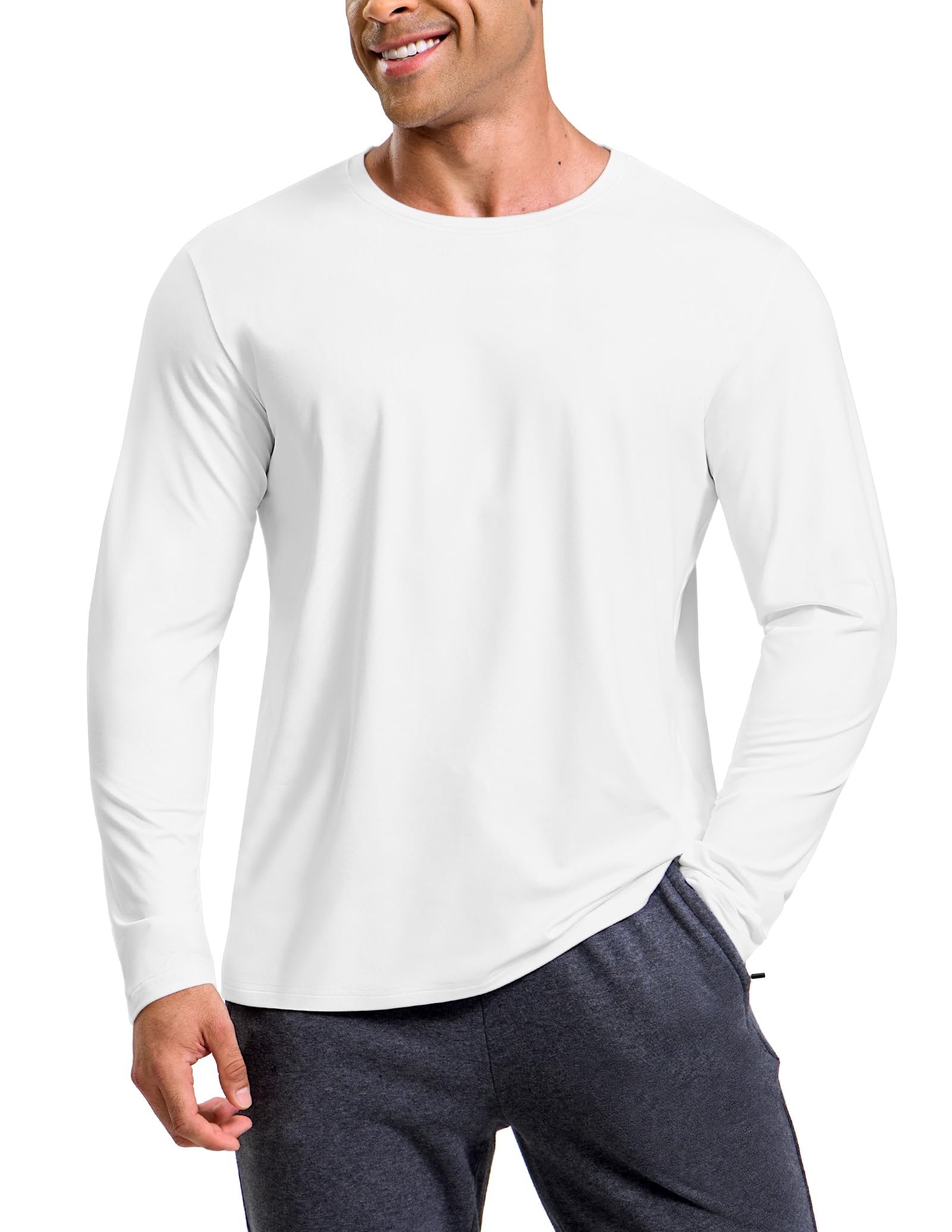 MIER X-Sofort Men's Long Sleeve T-Shirt Lightweight Super Soft Athletic Crew Nec