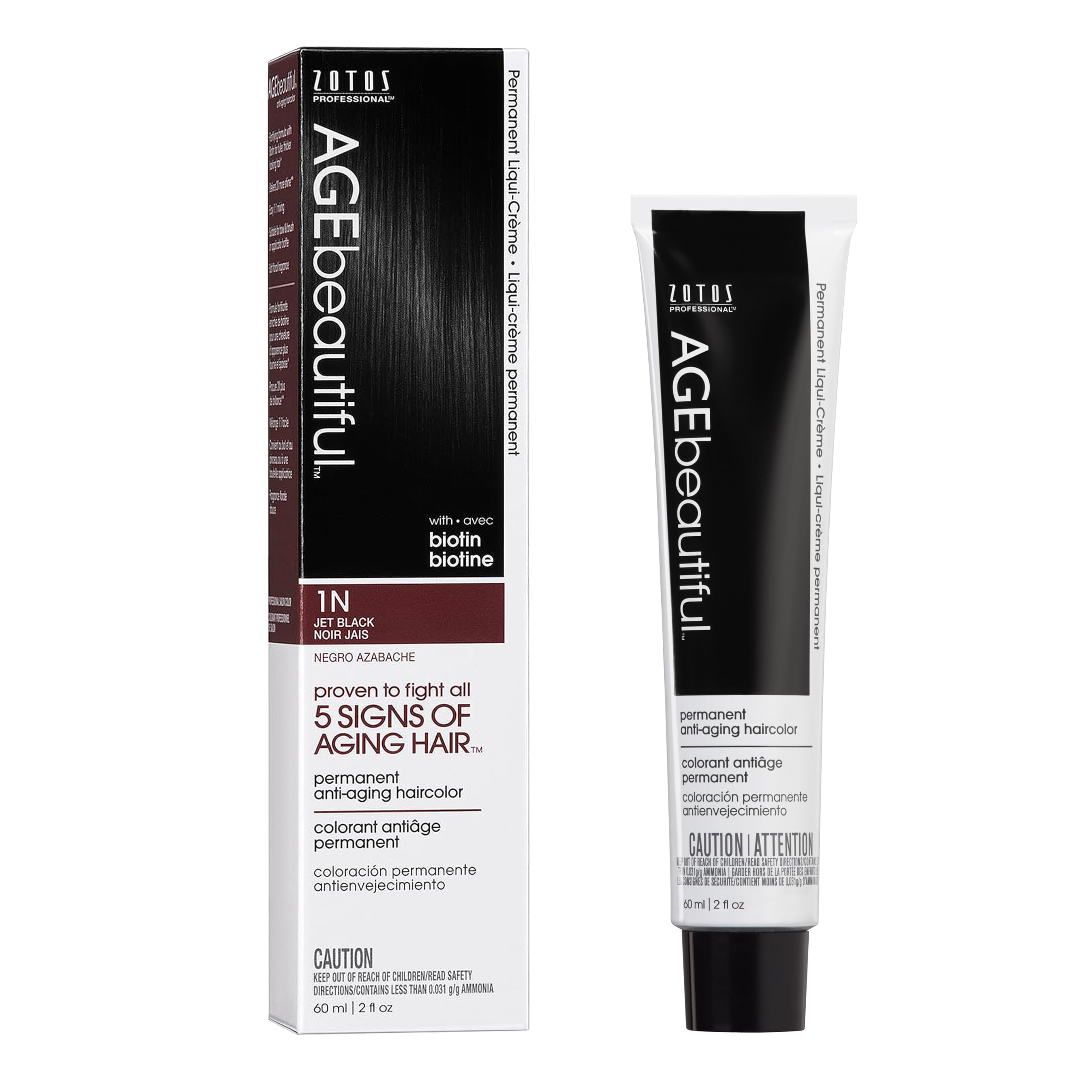AGE beautiful Permanent Hair Color Cream, 100% Gray Coverage Hair Dye with Bioti