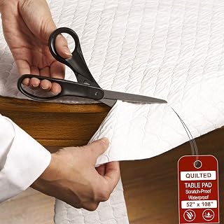 LAMINET Table Protector for Dining Room Table Quilted Table Pads 52x108 | Quilted, heavy-duty cover protects wood surfaces; this non-slip oblong table pad can be easily customized to fit.