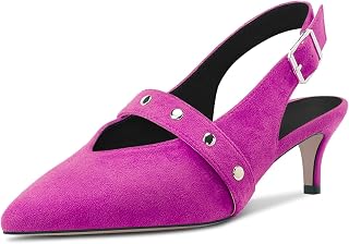 HDEUOLM Women's Stiletto Medium Heel Lace Toe Cap Sandals Slingback Slip-on Buckle Party Dress Shoes