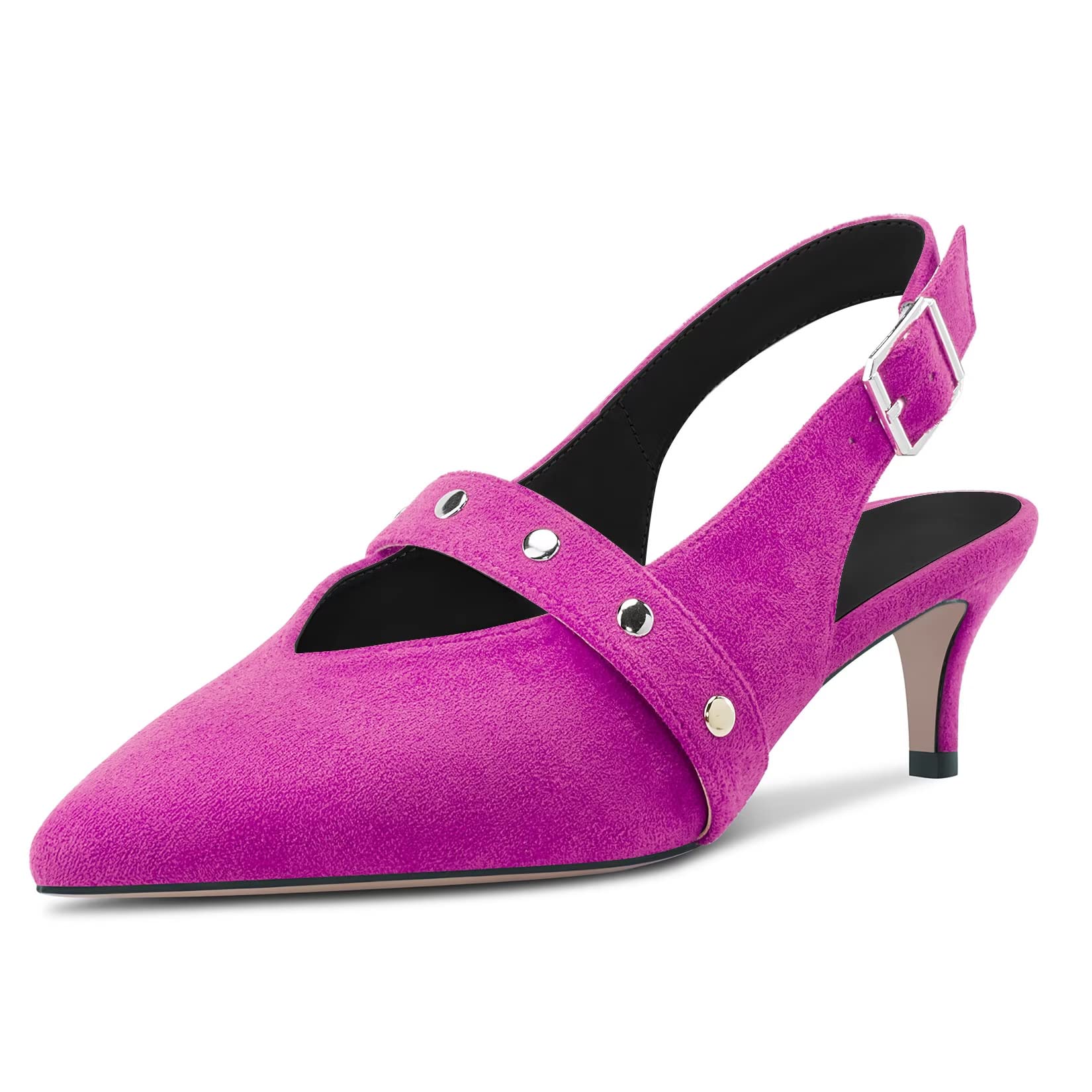 HDEUOLM Women's Stiletto Medium Heel Lace Toe Cap Sandals Slingback Slip-on Buck