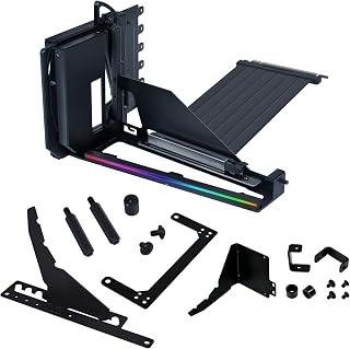 LIAN LI 4 Slots Vertical GPU Kit (VG4v4), PCIe 5.0 Riser, 4-Slot, Black | NOTE: Verify 6 open case slots for vertical or 7 for angled mounting, plus clearance for a 31mm GPU shift.