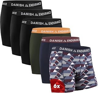 DANISH ENDURANCE Men's Boxer Shorts, Cotton, with or Without Flap, 6 Pairs