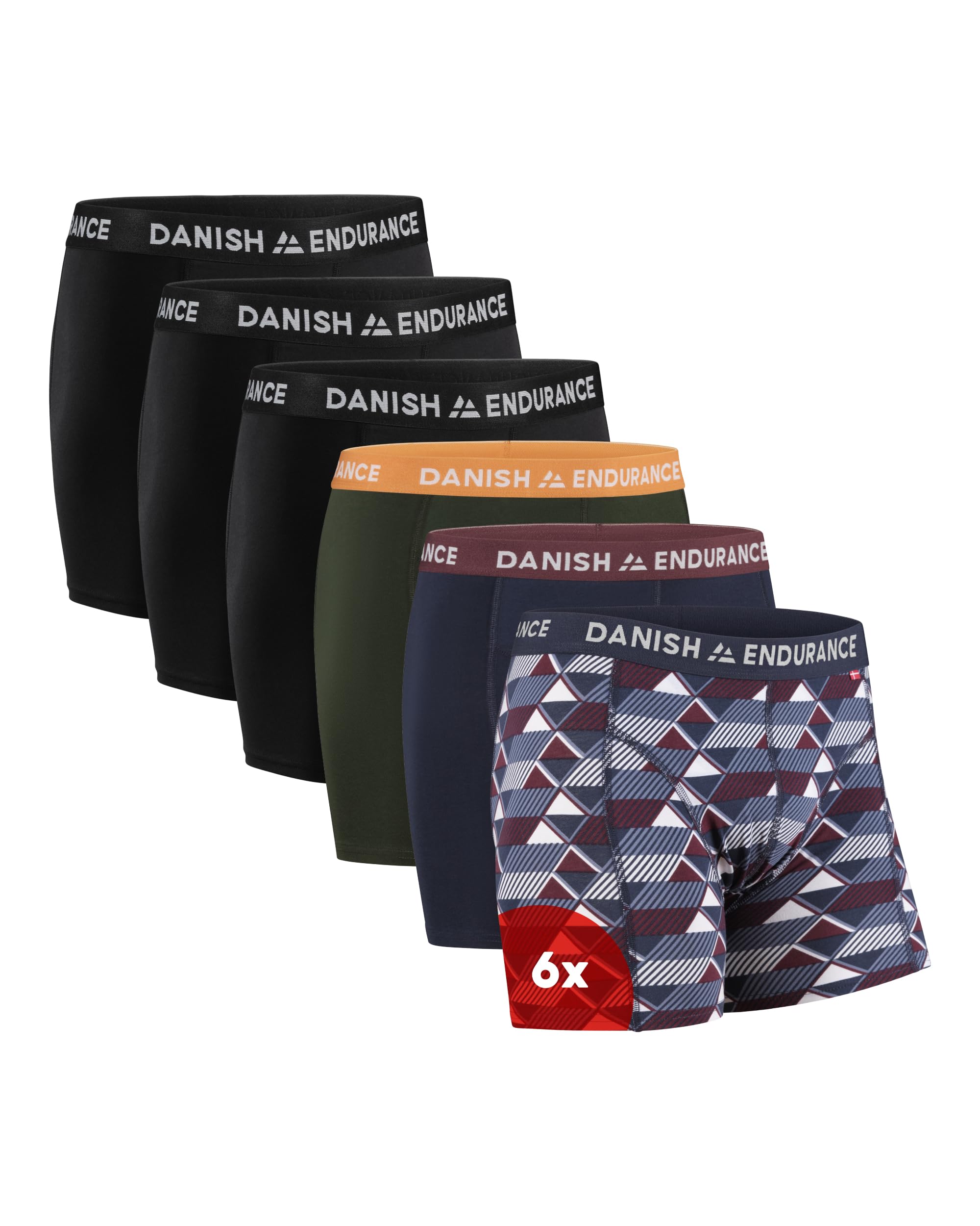 DANISH ENDURANCE Men's Boxer Shorts, Cotton, with or Without Flap, 6 Pairs