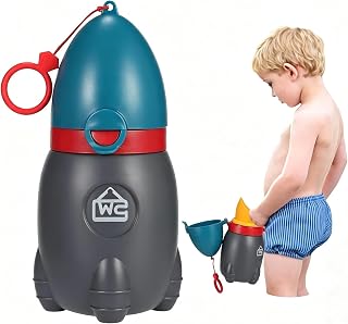 ONEDONE Portable Urinal for Kids Rocket Pee Cup for Kids Emergency Urinal for Toddlers Boys Girls 12.5 OZ Small Pee Bottle for Kid Child Camping Car Travel Potty Training Baby Urinal Teal