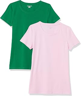 Amazon Essentials Damen T-Shirt mit kurzen Ärmeln und Rundhalsausschnitt in normaler Passform, Multi-Packs
