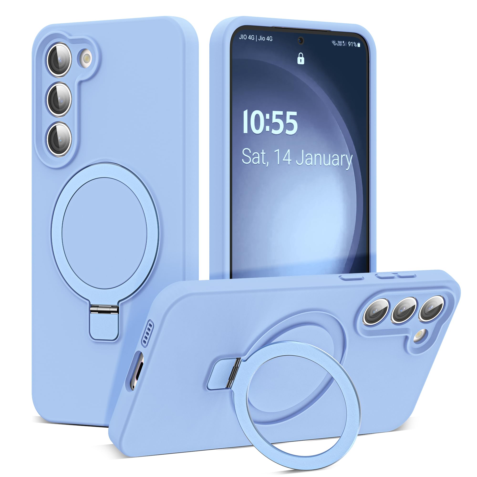 SKYLMW Case for Samsung Galaxy S23 Plus with Stand,6.6" Blue