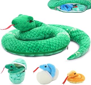 MorisMos XXL Plush Snake with Baby in the Belly, 140 cm Long Large Snake Stuffed Animal Toys Realistic Gift for Boys Girls Birthday Christmas