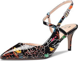 Castamere Women's Medium Pointed Toe Kittens Heel Ankle Strap Pumps Slingback Dress Sandals Buckle Office Shoes 6.5 cm Heels