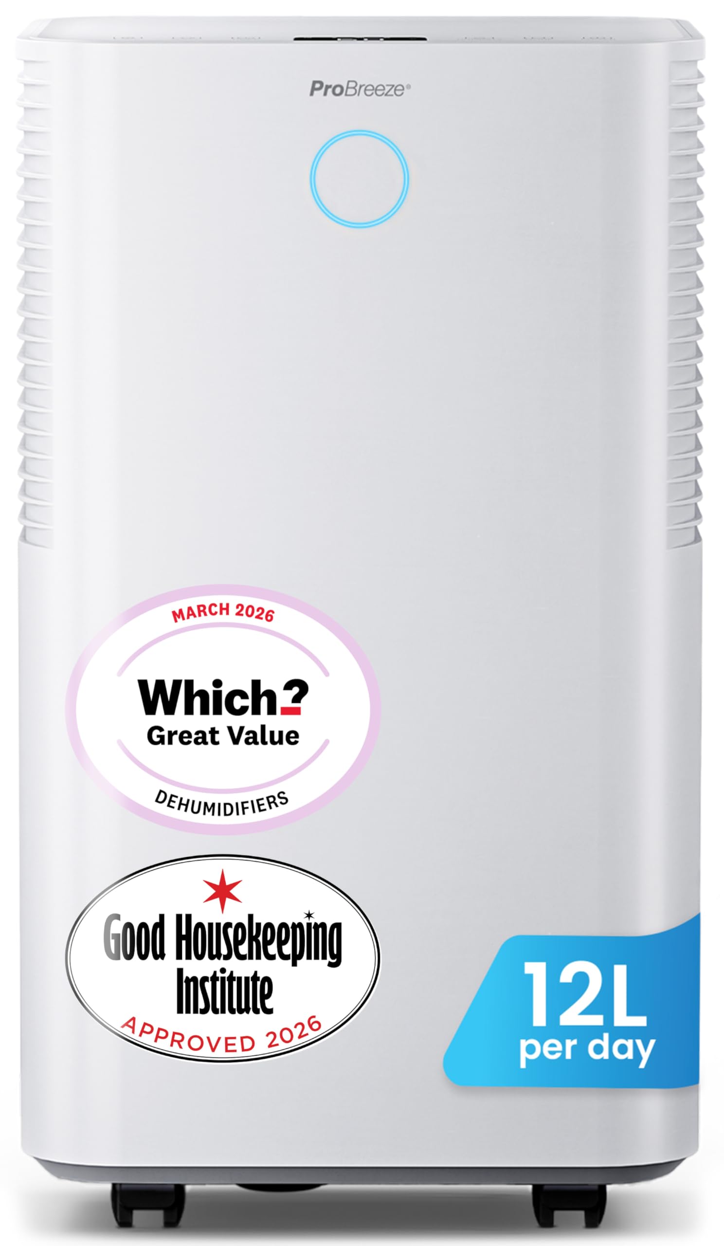 Pro Breeze® OmniDry 12L/Day Dehumidifier with Automatic Humidity Sensor & Displa