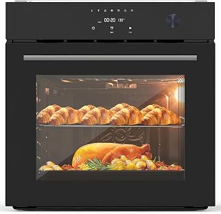 24" Built-In Electric Single Wall Oven, 2.5 cu ft Convection Oven | with 8 Cooking Modes, Max 500°F, Stainless Steel Touch Control Panel, Triple-Layer Tempered Glass Door for Kitchen