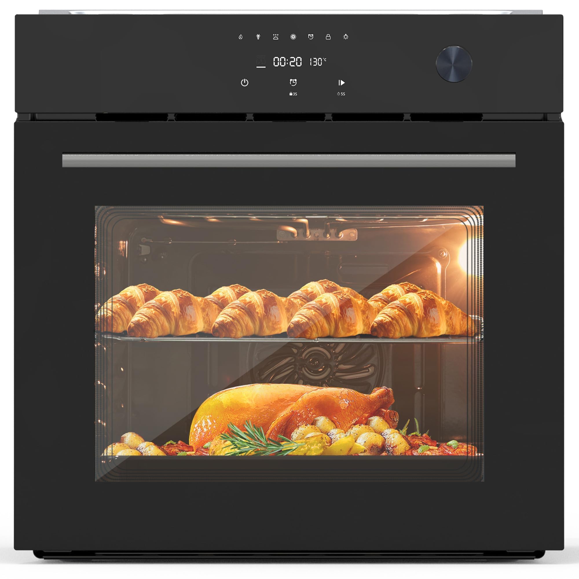 24" Built-In Electric Single Wall Oven, 2.5 cu ft Convection Oven | with 8 Cooki