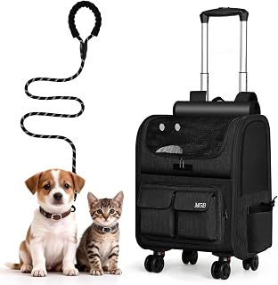 Wheeled Cat Carrier for Cats & Small Dogs Up to 8kg, Black