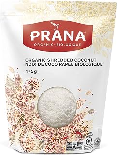 Prana Organic – Fine Shredded Coconut | Source of Fibre | KETO | Non-GMO, Gluten Free, Vegan Snack | No Added Sugars or Sulphites | 175g