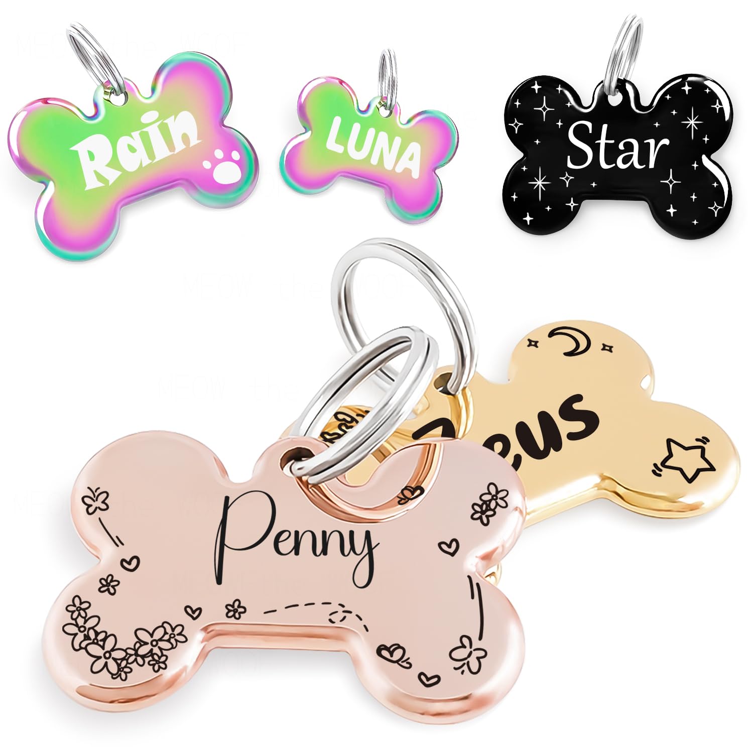 Name Pattern Art Design - Dog Tags Personalized for Pets - Custom Cats Dogs ID T