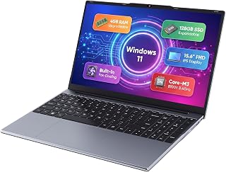 OTVOC 15.6 inch Laptop, Core 8100Y, 4GB So-Dimm RAM, 128GB SSD, Windows 11 | Upgradeable RAM+SSD, 15.6" FHD IPS Display, 2MP Webcam, Cooling Fan, Type-C&HDMI, For Study, Daily Office Work