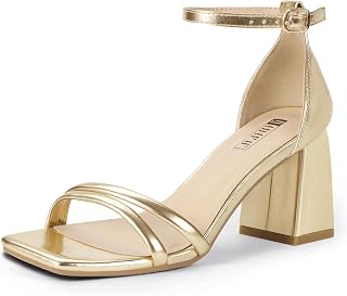 IDIFU IN3 Women's Strappy Chunky Block Heels Square Toe Heeled Sandals