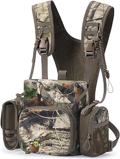 TIDEWE Binocular Harness Chest Pack with MOLLE & Silent Closure,Camo | Lightweight Waterproof Bino Harness with 2 Detachable Pouches & Magnetic Closure, Perfect for Hunting, Hiking & Birdwatching