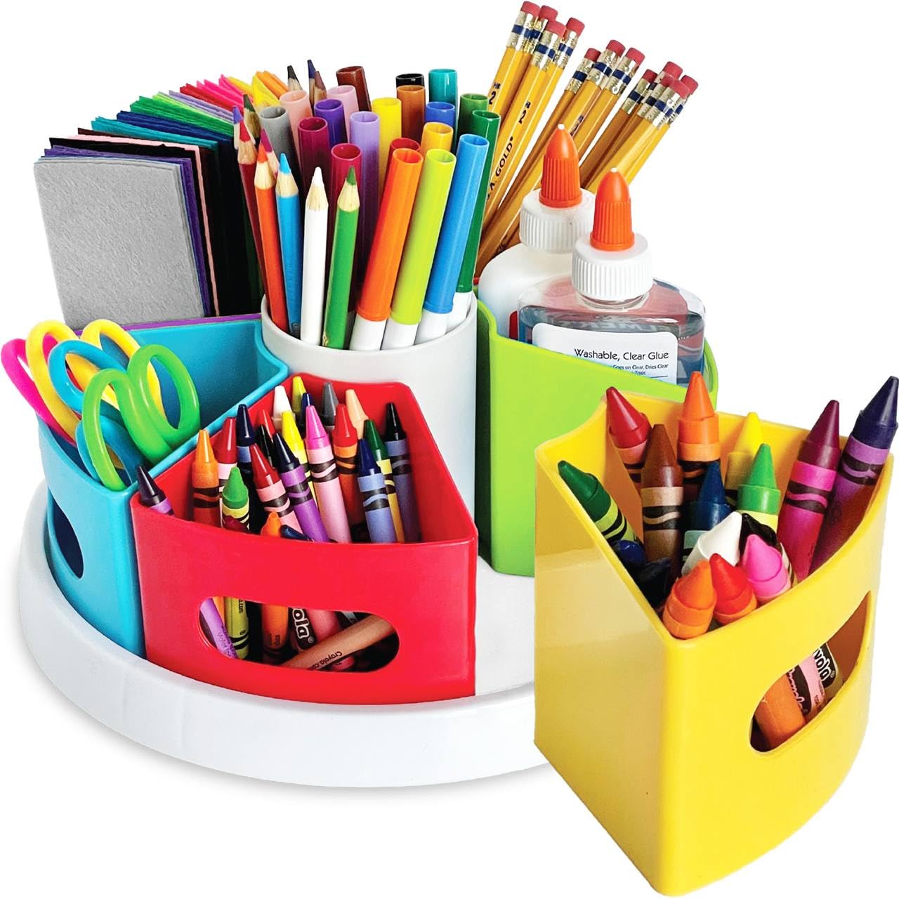 Hapinest Rotating Art Supply Organizer - Crayon, Marker & Pencil Storage Solutio