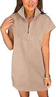 ANRABESS Abito da donna estivo casual con mezza zip manica ad aletta alla moda senza pieghe 2026 abiti corti per vacanze in spiaggia primaverile