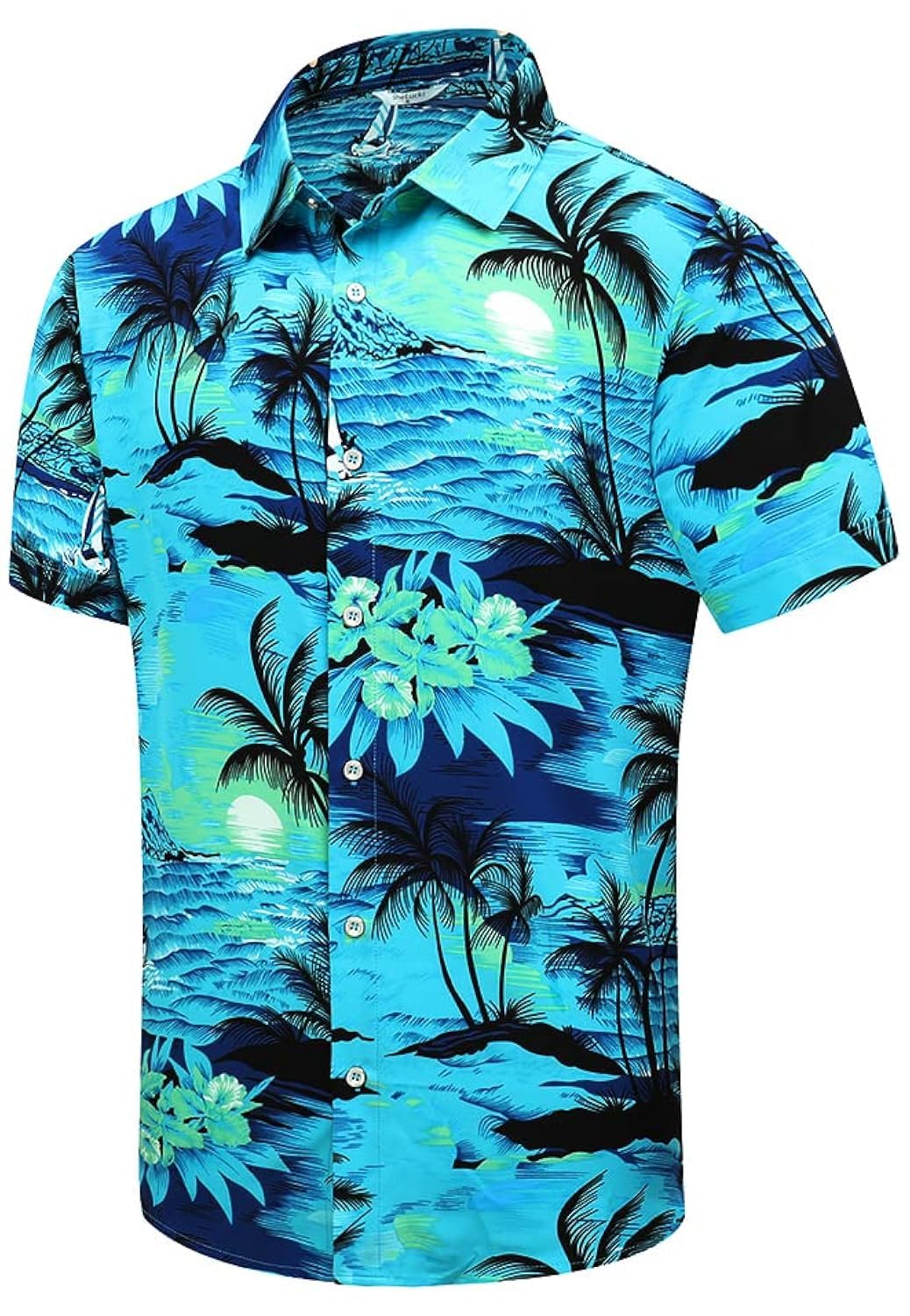 SheLucki Hawaiian Shirt for Men, Unisex Summer Beach Casual Short Sleeve Button 