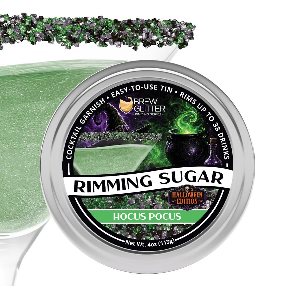 Brew Glitter Hocus Pocus Green, Purple & Black Rimming Sugar, Cocktail Garnish, 