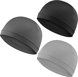 WY LIGHTING LEVEL 3Pcs Skull Caps Soft Lightweight Beanie Hats Moisture Wicking Stretchy Breathable Helmet Liner for Men